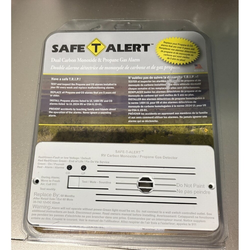 Safe T-Alert Dual Carbon Monoxide and Propane Gas Alarm Model 35-742-WT 12 V NIP
